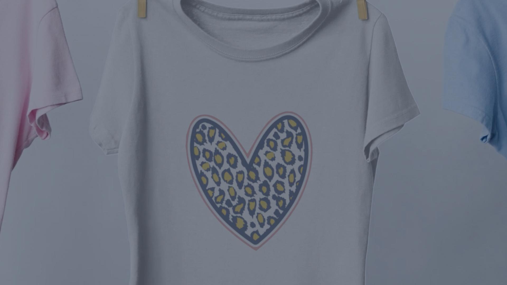 Beconnected wholesale private label clothing - women t-shirt Beconnected wholesale private label clothing - women t-shirt with colored heart - image: 3 t-shirt, soft pint, white with colored heart print and soft blue